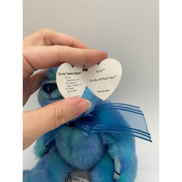1993 Ty Beanie Babies The Attic Treasure Collection "Azure" Blue Bear Plush - Picture 5 of 9